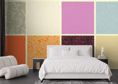 abstract lines seamless patterns, vector modern trnedy backgrounds set. organic patterns with color  Wall mural