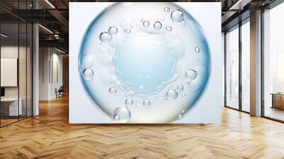 Air cell bubbles for cosmetics product on white background. Cellular serum oil drops in water Wall mural