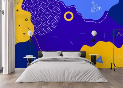 Background, abstract geometric shape and Memphis pattern, vector color splash Wall mural