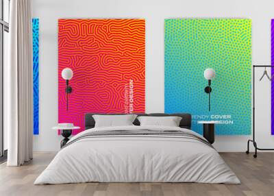 Background patterns, abstract line design and color gradient, vector modern graphic. Abstract geometric shapes and color halftone, cool minimal posters and covers Wall mural