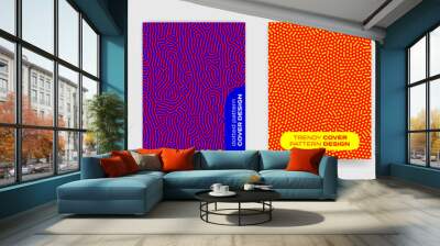 Background patterns with abstract line design and vector color gradient. Modern graphic patterns with abstract geometric shapes and color halftone for cover titles Wall mural