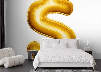 Balloon Dollar currency symbol 3D golden foil realistic Wall mural