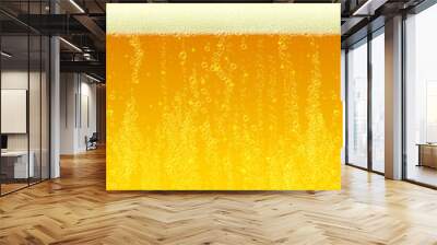 Beer background. Vector fresh beer froth with foam bubbles texture. Horizontal cold beer pattern background Wall mural