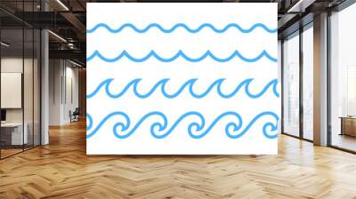 Blue line ocean wave ornament pattern Wall mural