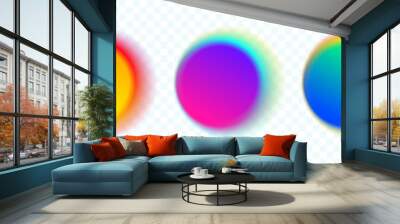 Color gradient circle backgrounds, abstract neon light of color blend shapes, vector bright gradation. Soft color gradient blend mesh blur of smooth vibrant multicolor, glow circles Wall mural