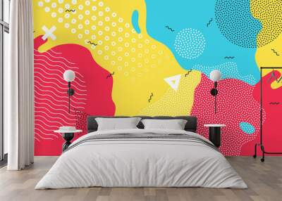 Colorful cartoon color splash background childish playground vector abstract geometric kid design Wall mural