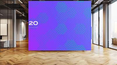 Creative background pattern, halftone color gradient, trendy creative design of 2020, vector. Abstract geometric honeycomb pattern on purple pink neon color, digital technology background Wall mural