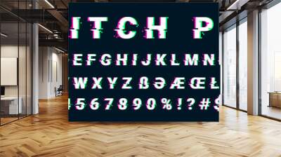 glitch distorted font letter set with broken pixel effect Wall mural