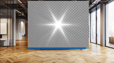 Glowing sun light effects. Star flash explosion Wall mural