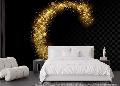 Gold glittering letter C on black background Wall mural