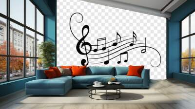 music notes staff icons vector background Wall mural