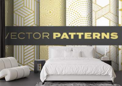 Seamless gold patterns vector set, abstract geometric shape backgrounds. Creative design golden patterns with retro, modern, trendy texture Wall mural