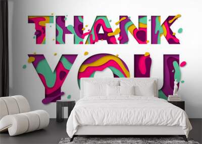 Thank you Thanksgiving paper cut color font text for holiday vector greeting Wall mural