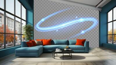 Vector blue neon light trace Wall mural