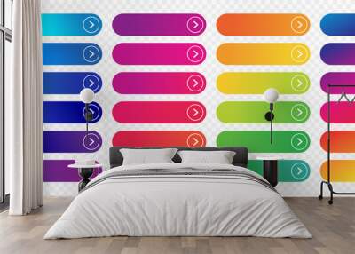 web buttons flat design template with color gradient and thin line outline style. vector isolated re Wall mural