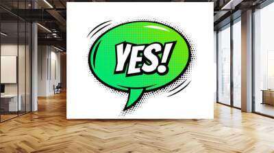 Yes comic text bubble vector isolated color icon Wall mural