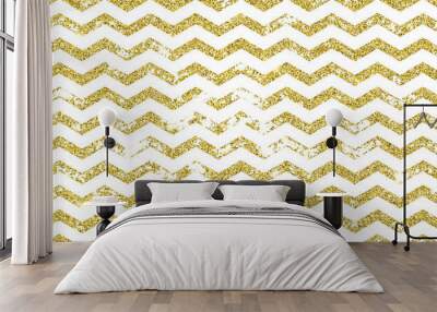 Zig zag gold vector grunge seamless pattern Wall mural