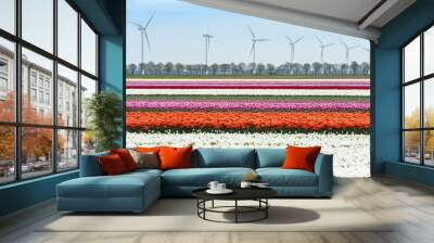 Tulip fields with wind turbines Wall mural