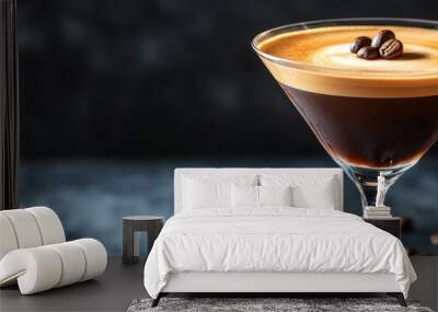 A luxurious espresso martini garnished with coffee beans, perfect for coffee lovers and cocktail enthusiasts. Wall mural