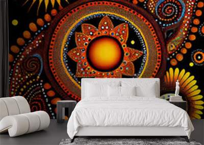 Aboriginal Art Design In Rich Vibrant Colors #2 Wall mural