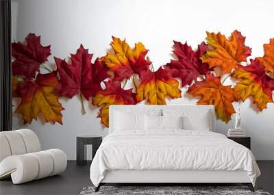 Fall Leaves isolated on a white background Wall mural