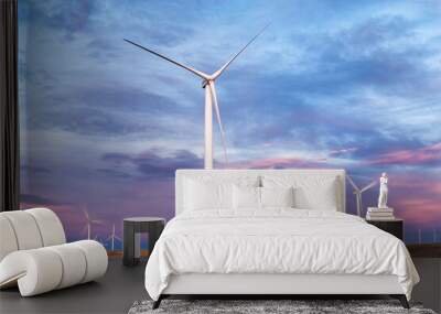 Sunset on the Wyoming Wind Turbines Wall mural