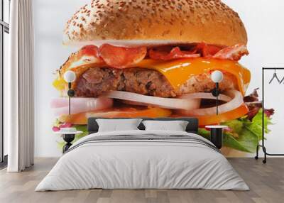 burger cheese tomato onion Wall mural