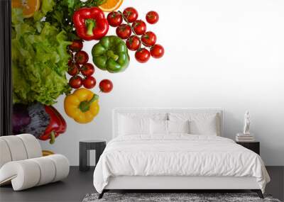 Fresh colorful organic vegetables on a png background, farming and healthy food concept copy space flat lay Wall mural