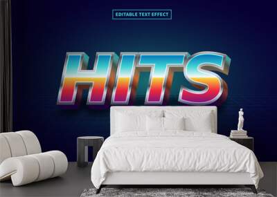 3d retro 80's hits text effect. Colorful fancy font style perfect for logotype, title and headline. Wall mural