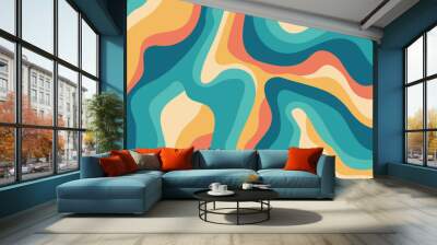 Abstract colorful wavy groovy psychedelic vector background Wall mural