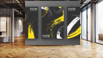 Abstract paint splatter brush poster background set. Artistic design perfect for flyer, book cover, backdrop, ads banner and social media post element Wall mural