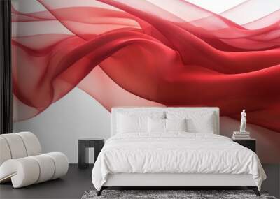 An image of red wavy illustration background for presentation template. Wall mural