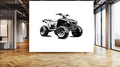 atv or quad bike shape isolated illustration with black and white style for template. Wall mural