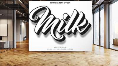 Black and white milk text effect. Editable 3d fancy font style perfect for logo, title or heading Wall mural