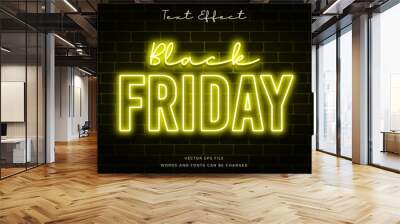 Black Friday Yellow Neon Light Text Effect Wall mural