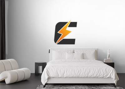 C Logo with lightning letter concept for template Wall mural