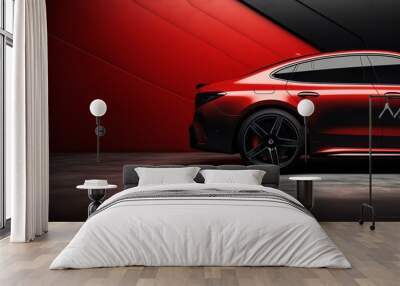 Close-up of luxury red car with copy space background Wall mural