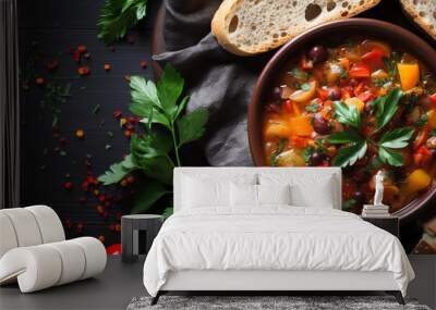 Close up of stew with fresh vegetables Wall mural