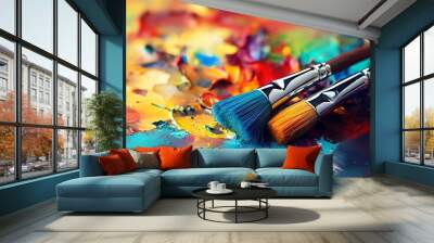 Colorful paint brush Wall mural