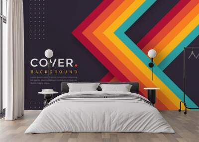 Colourful abstract retro lines cover background Wall mural