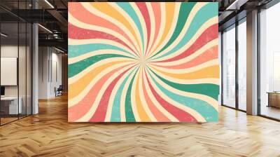 Colourful grunge retro burst vector. Vintage summer, circus and carnival background. Wall mural