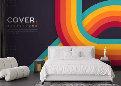 Colourful retro lines cover background Wall mural