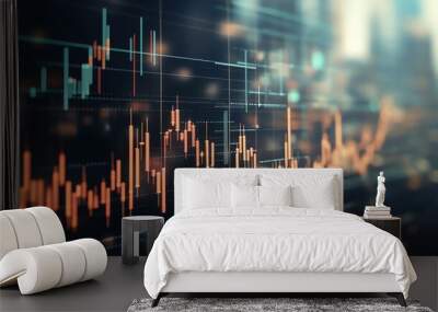 Data stock market with dark background, illustration for product presentation and template design. Wall mural