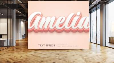 Editable 3d cute amelia text effect. fancy font style perfect for logotype, heading and title	 Wall mural