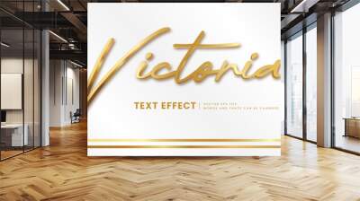 Editable luxury 3d gold text effect. Elegant font style perfect for logotype, title or heading text.	 Wall mural