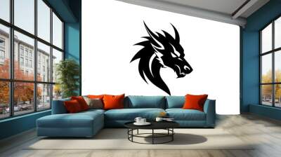 Head of dragon shape isolated illustration with black and white style.

 Wall mural