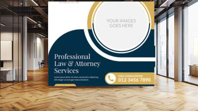 Law and attorney social media post banner template. Modern and elegant layout can be use for any business promotion ads Wall mural