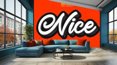 Nice 3d script text effect. Editable fancy font style template perfect for logotype, heading and title. Wall mural