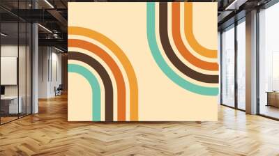 Retro lines background. Colorful 60s and 70s circular stripes style vector illustration design. Wall mural