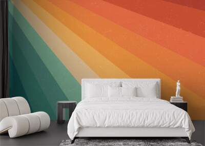 Retro seventies stripes sunrays vector background design Wall mural